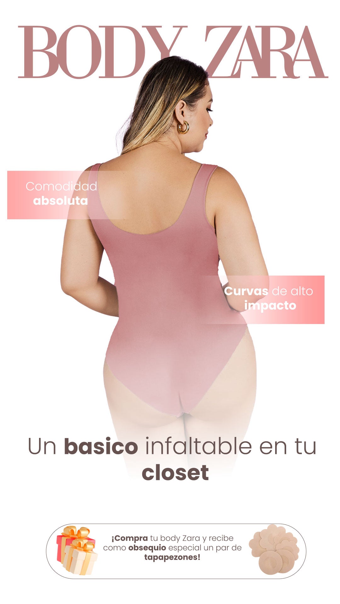 BODY ELEGANCE INVISIBLE + TAPA PEZONES + ENVÍO GRATIS